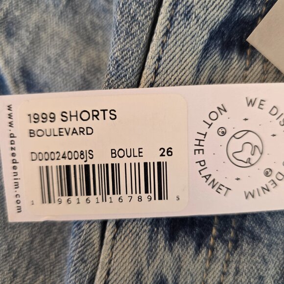 DAZE DENIM 1999 Shorts Slouch 90S Short Jean High Rise Distressed Shorts Blue 26 - Picture 10 of 16